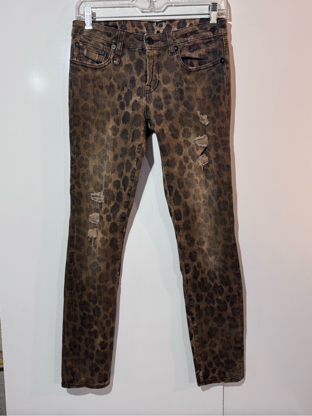 R13 Kate Skinny Jeans — Leopard Print — Size 25 — Japanese Denim — Made in Italy